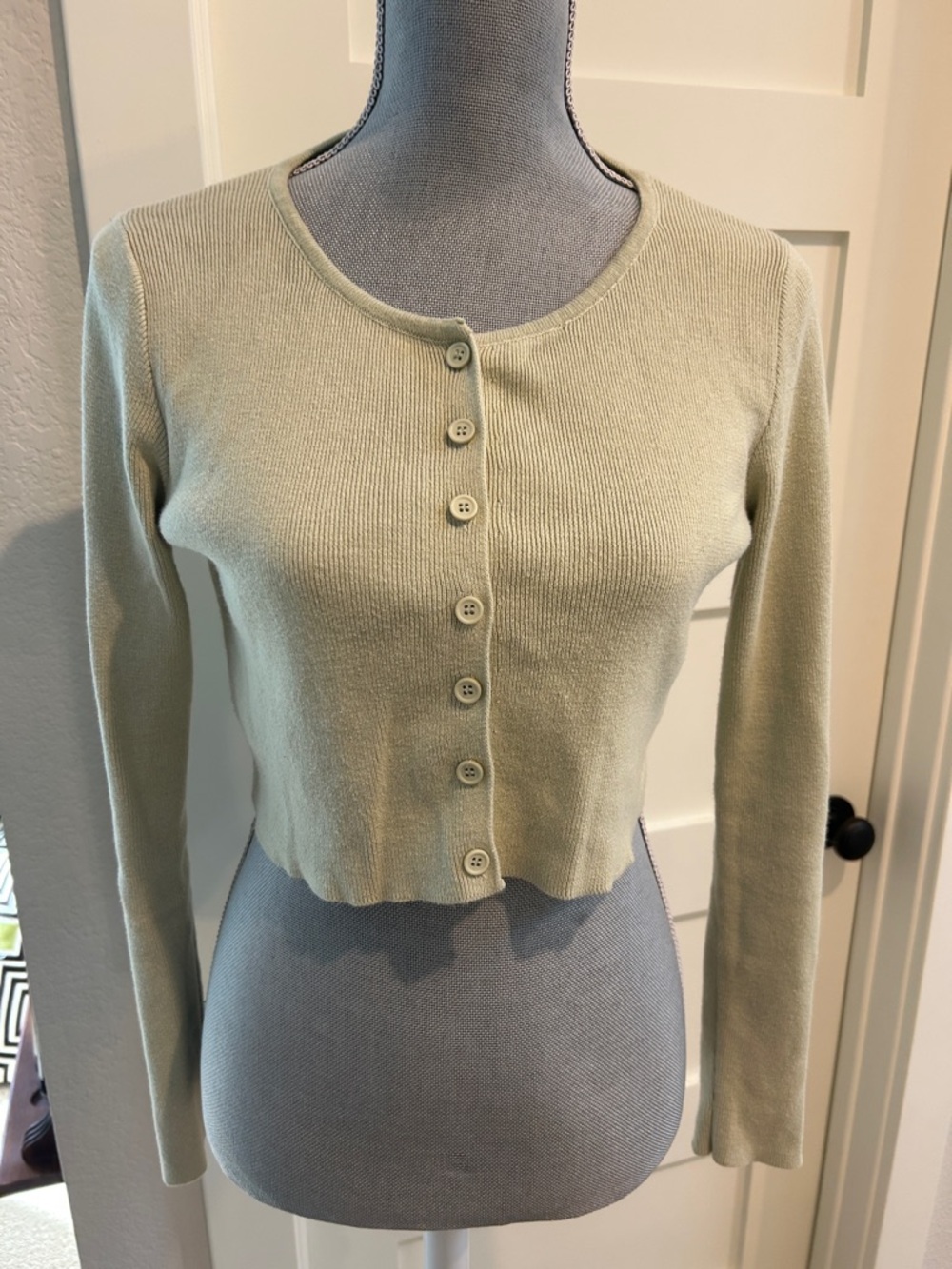 Princess Polly Pale Sage Cropped Button Cardigan